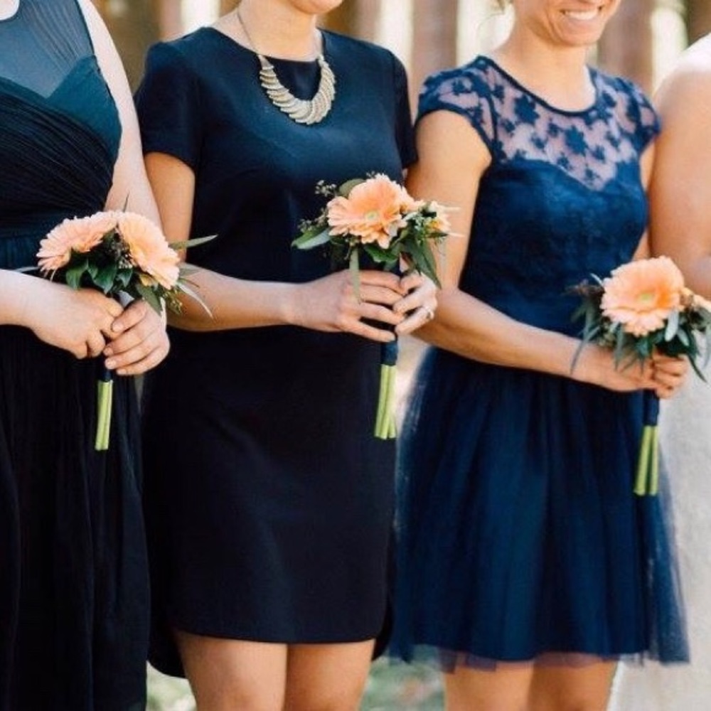 Navy formal dress w/back cutout and gold clasp